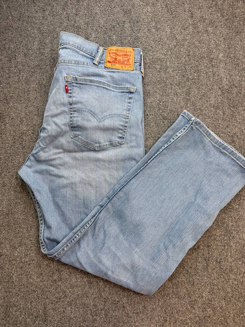 Levi’s 505 Men’s Jeans 38x30 Light Wash Blue Regular Fit Straight Leg Denim